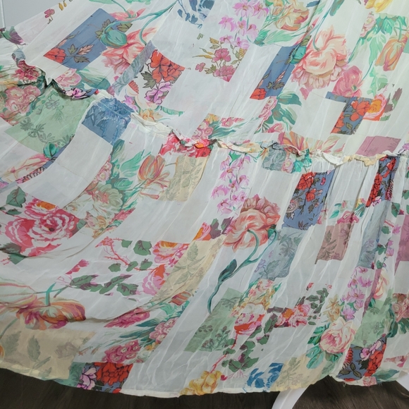 NWT By Anthropologie Floral Chiffon Shift Midi Dress Low Strappy Back Boho MD - Picture 11 of 15